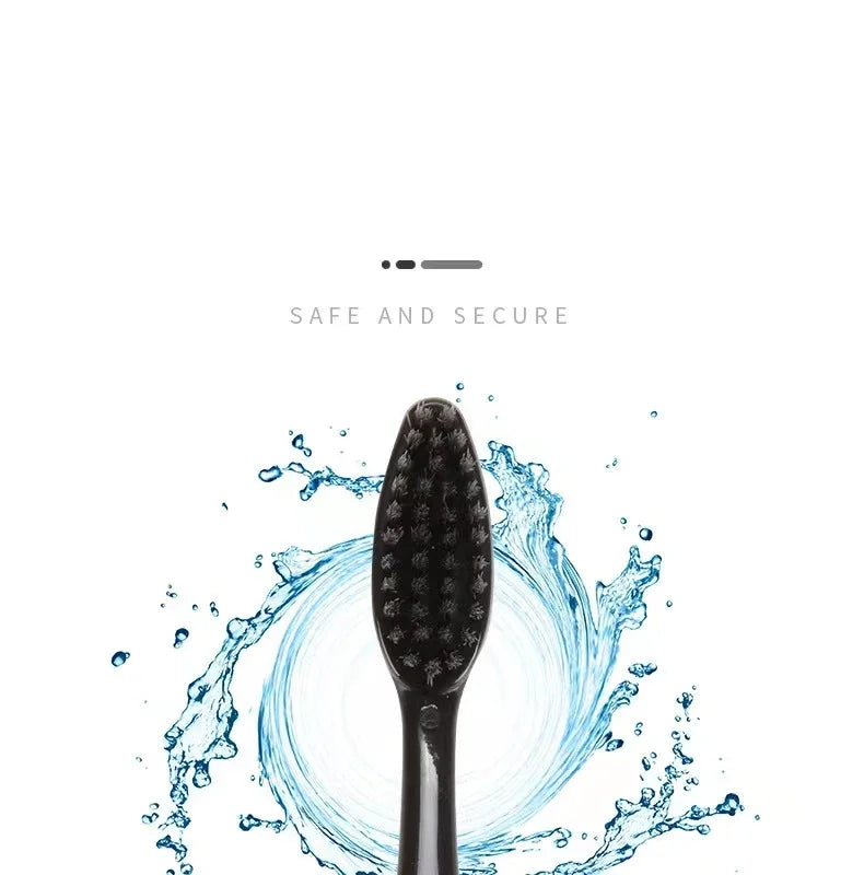 10 Pieces Packed Soft Bristle Bamboo Charcoal Black Hair Ultra-Fine Beauty Toothbrush Couple Suit Oral Cleaning Tools