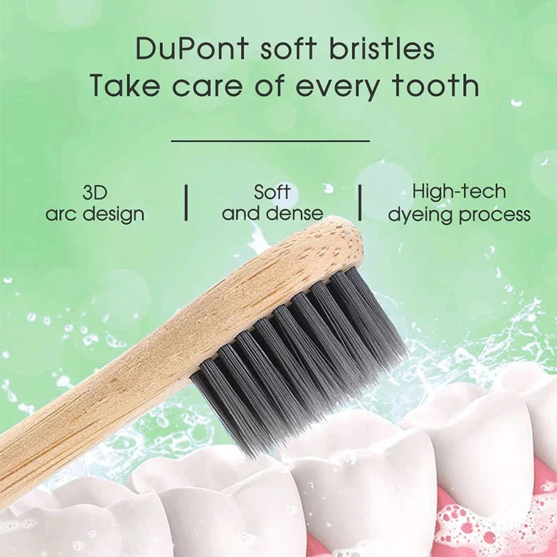 Bamboo Wood Material With 6 Brush Natural Environmental Friendly Teeth Clean Aldult Sonic Electric Toothbrush With 3 Soft Head