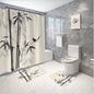 Elegant Bamboo Bathroom Set: Shower Curtain, Mat, Towel, Toilet Cover - 4Pcs Waterproof Decor for a Serene Bath