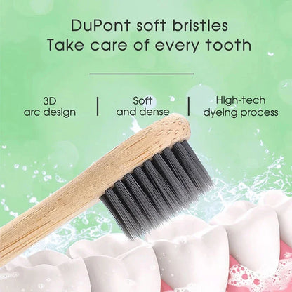 Bamboo Wood Material With 6 Brush Natural Environmental Friendly Teeth Clean Aldult Sonic Electric Toothbrush With 3 Soft Head