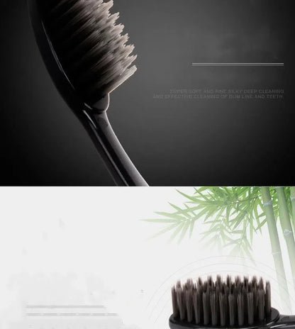 10 Pieces Packed Soft Bristle Bamboo Charcoal Black Hair Ultra-Fine Beauty Toothbrush Couple Suit Oral Cleaning Tools