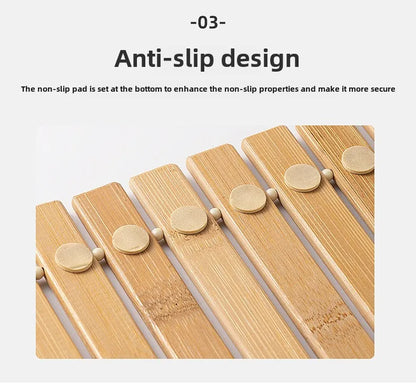 Bamboo Fiber Non-Slip Bath Mat Handcrafted Rectangular Water Resistant Floor Mat Bathroom Shower Thermal Insulation Mat