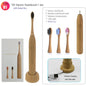 Bamboo Wood Material With 6 Brush Natural Environmental Friendly Teeth Clean Aldult Sonic Electric Toothbrush With 3 Soft Head