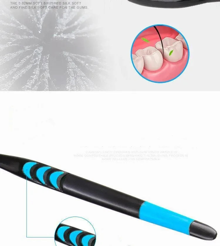 10 Pieces Packed Soft Bristle Bamboo Charcoal Black Hair Ultra-Fine Beauty Toothbrush Couple Suit Oral Cleaning Tools