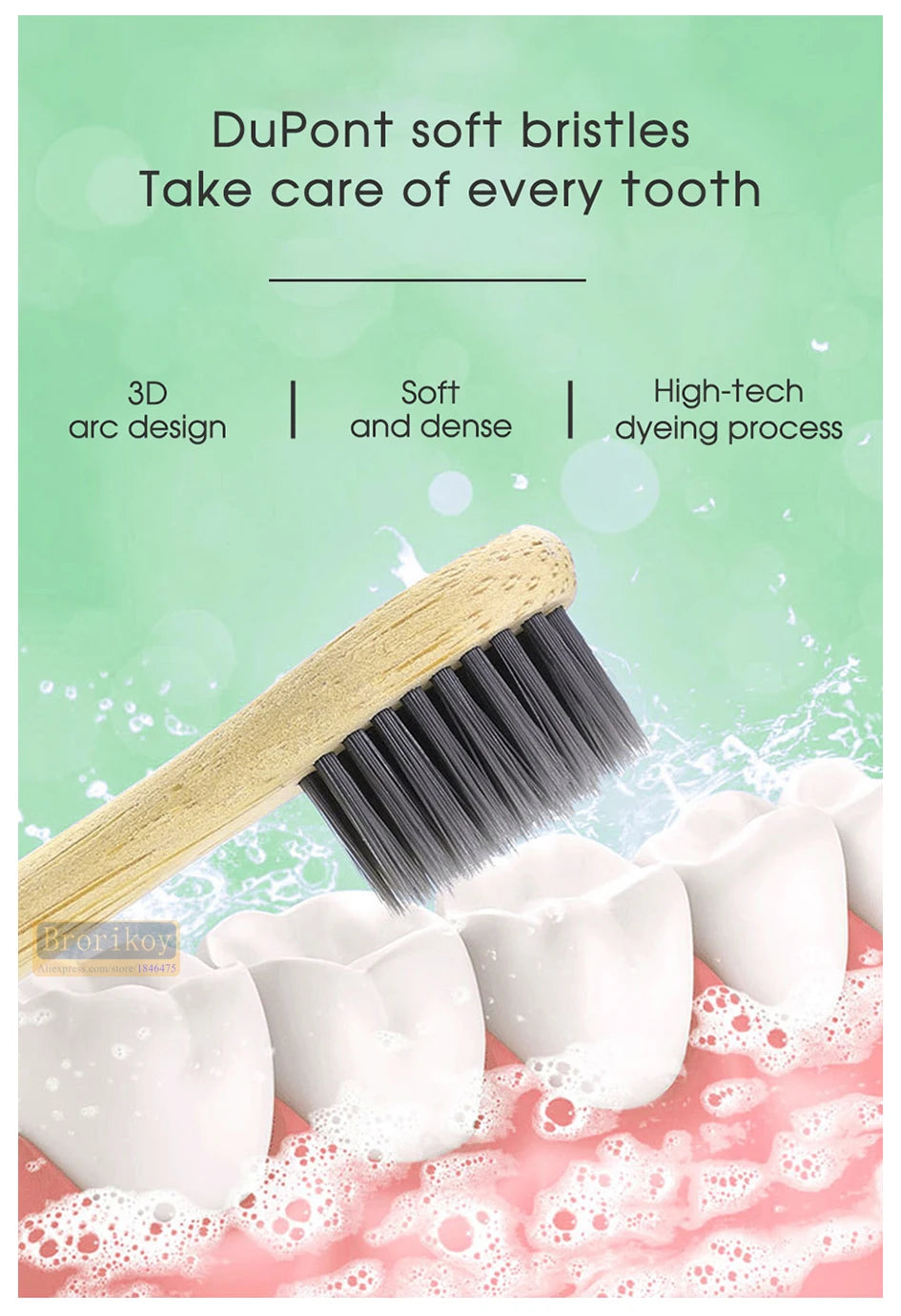 Bamboo Wood Material With 6 Brush Natural Environmental Friendly Teeth Clean Aldult Sonic Electric Toothbrush With 3 Soft Head
