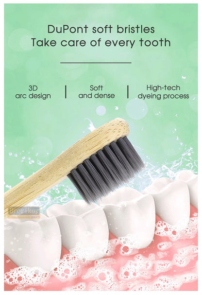 Bamboo Wood Material With 6 Brush Natural Environmental Friendly Teeth Clean Aldult Sonic Electric Toothbrush With 3 Soft Head