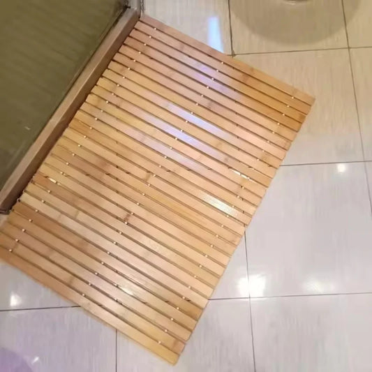 Bamboo Fiber Non-Slip Bath Mat Handcrafted Rectangular Water Resistant Floor Mat Bathroom Shower Thermal Insulation Mat