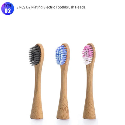 Bamboo Wood Material With 6 Brush Natural Environmental Friendly Teeth Clean Aldult Sonic Electric Toothbrush With 3 Soft Head