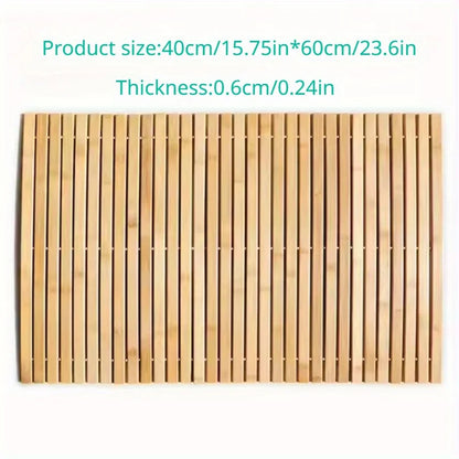 Bamboo Fiber Non-Slip Bath Mat Handcrafted Rectangular Water Resistant Floor Mat Bathroom Shower Thermal Insulation Mat