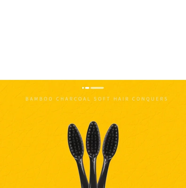 10 Pieces Packed Soft Bristle Bamboo Charcoal Black Hair Ultra-Fine Beauty Toothbrush Couple Suit Oral Cleaning Tools