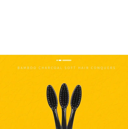 10 Pieces Packed Soft Bristle Bamboo Charcoal Black Hair Ultra-Fine Beauty Toothbrush Couple Suit Oral Cleaning Tools