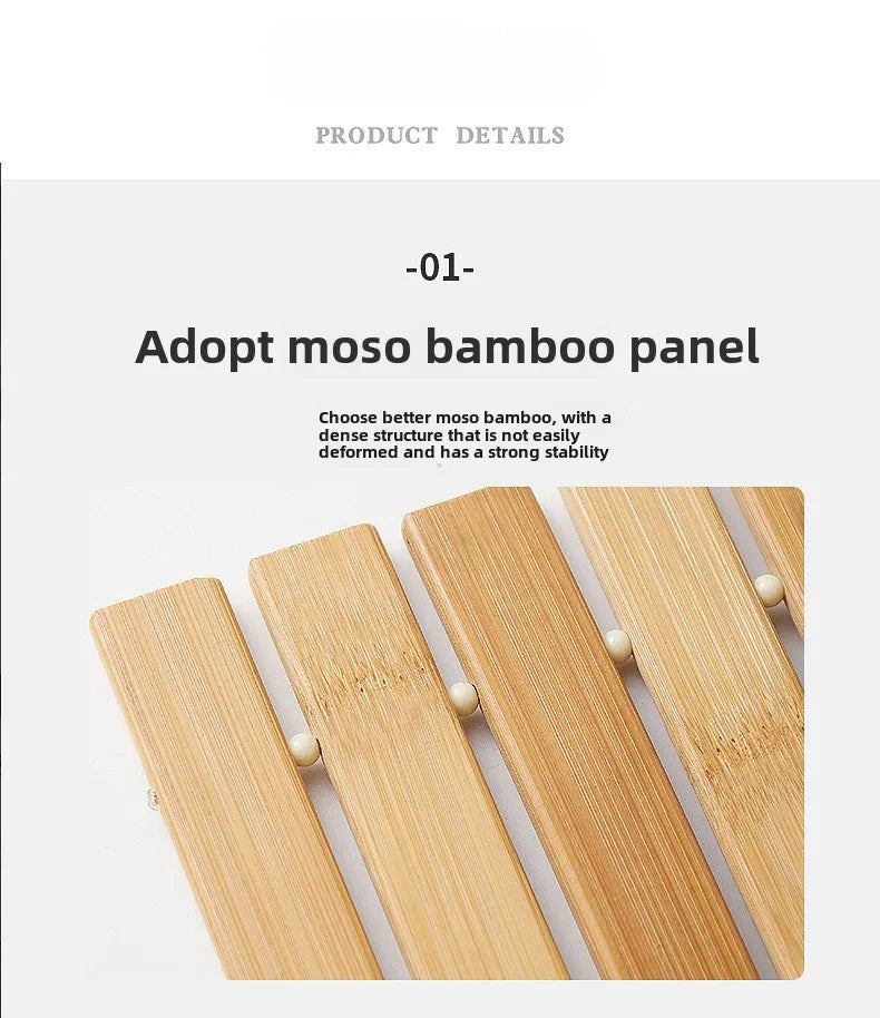Bamboo Fiber Non-Slip Bath Mat Handcrafted Rectangular Water Resistant Floor Mat Bathroom Shower Thermal Insulation Mat
