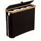 Bohemian Style Black Bamboo Toilet Paper Holder with Storage Basket - Stylish Rectangular Bathroom Organizer with Lid, Polyester