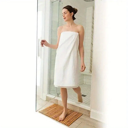 Bamboo Fiber Non-Slip Bath Mat Handcrafted Rectangular Water Resistant Floor Mat Bathroom Shower Thermal Insulation Mat