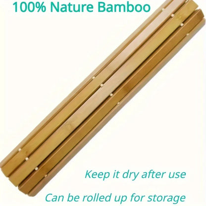 Bamboo Fiber Non-Slip Bath Mat Handcrafted Rectangular Water Resistant Floor Mat Bathroom Shower Thermal Insulation Mat