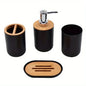 1 Set of Bathroom Accessories 4 Piece Set of Toiletries Imitation Resin Plastic Bamboo Wood Combination Bathroom Set