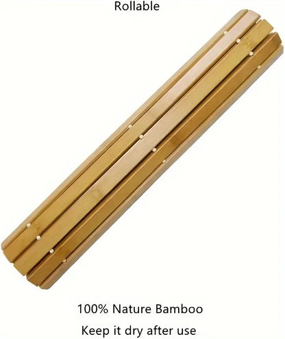 Bamboo Fiber Non-Slip Bath Mat Handcrafted Rectangular Water Resistant Floor Mat Bathroom Shower Thermal Insulation Mat