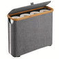 Bohemian Style Black Bamboo Toilet Paper Holder with Storage Basket - Stylish Rectangular Bathroom Organizer with Lid, Polyester