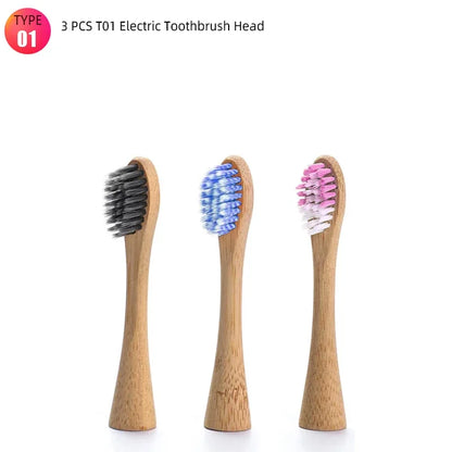 Bamboo Wood Material With 6 Brush Natural Environmental Friendly Teeth Clean Aldult Sonic Electric Toothbrush With 3 Soft Head
