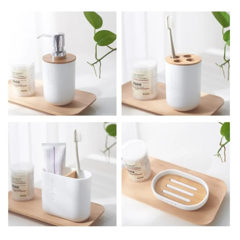 BAMBOO BATHROOM CLEANING ACCESROIES