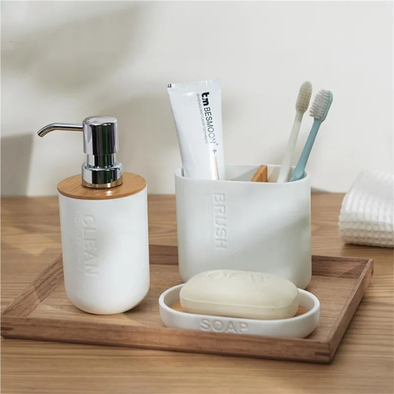 BAMBOO BATHROOM CLEANING ACCESROIES
