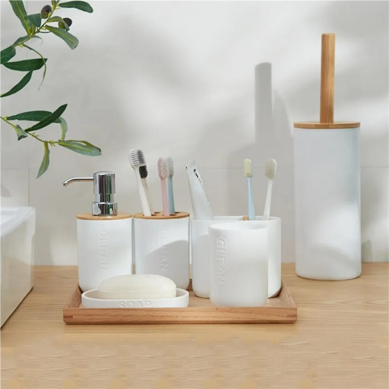 BAMBOO BATHROOM CLEANING ACCESROIES